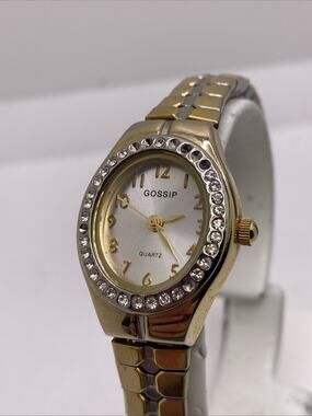 Vintage Gossip Womens Gold Tone Rhinestone Watch New Battery